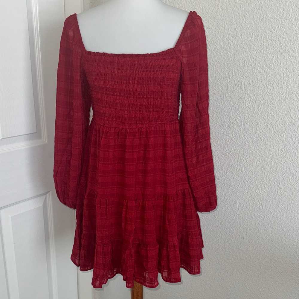 Red plaid  spring dress